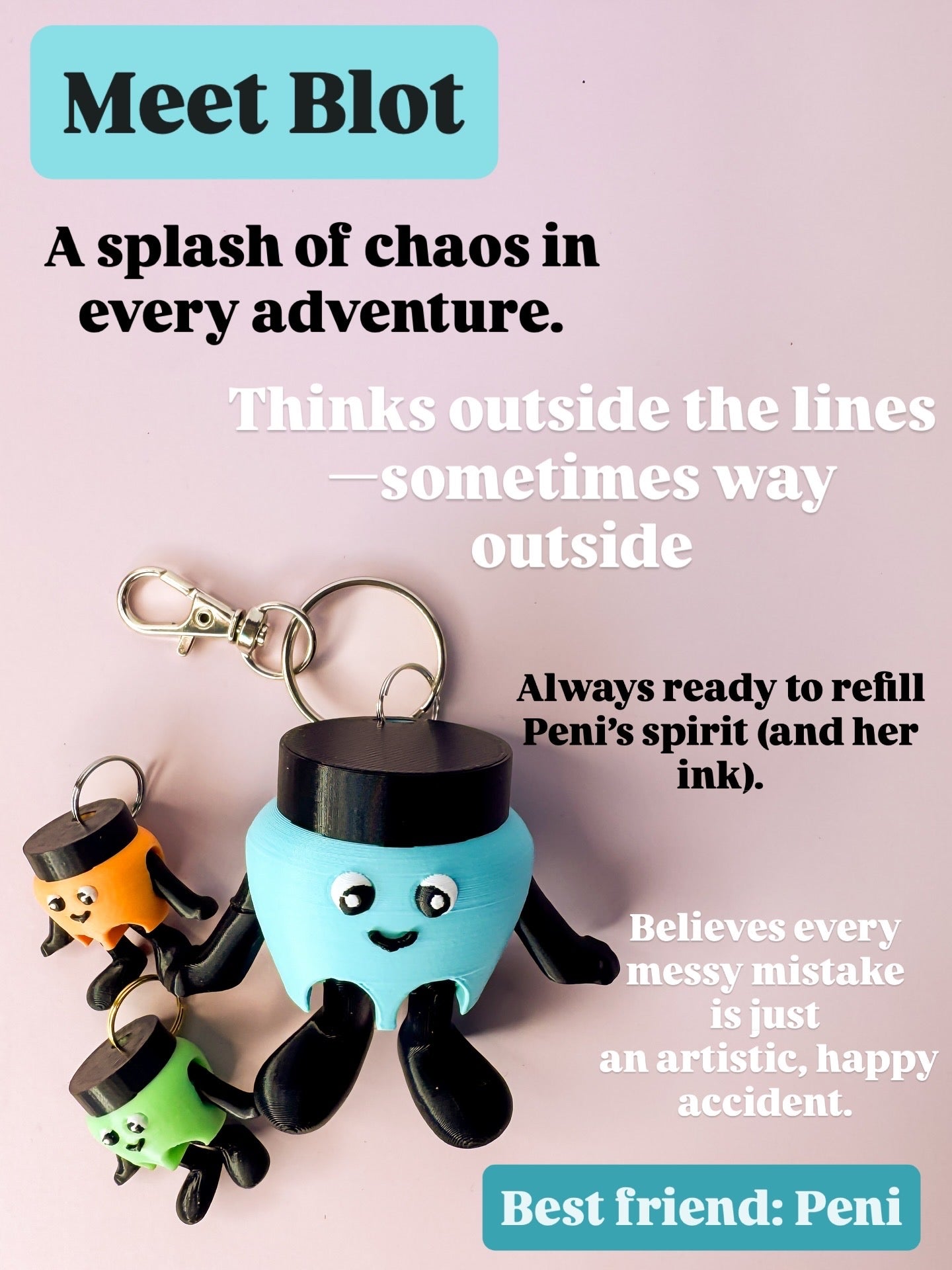 Ink Bottle Charm/Zipper Pull- "Blot"