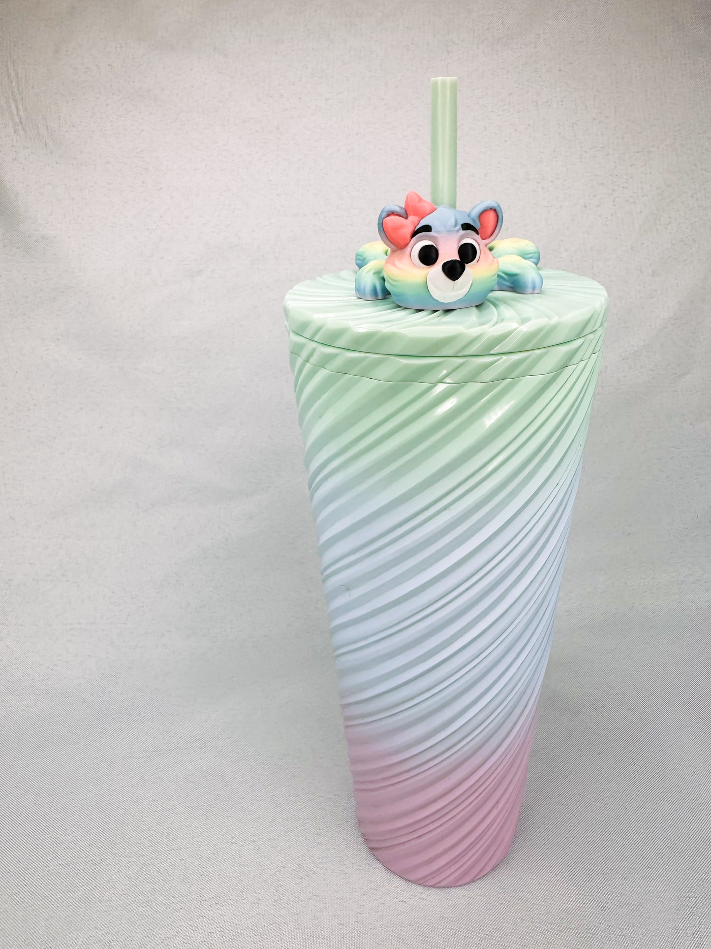 Rainbow Bear Straw Topper