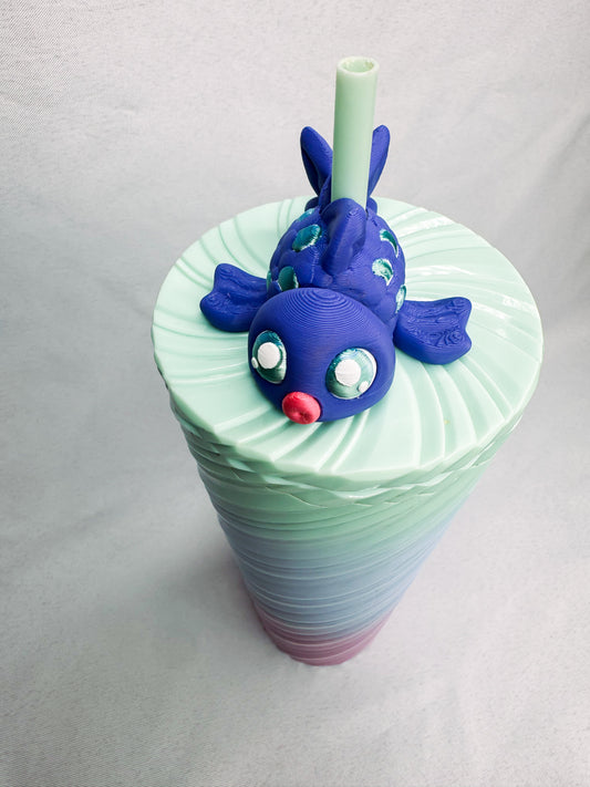 Purple Fish Straw Topper