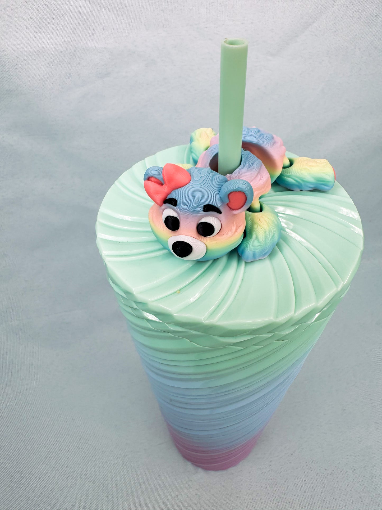 Rainbow Bear Straw Topper