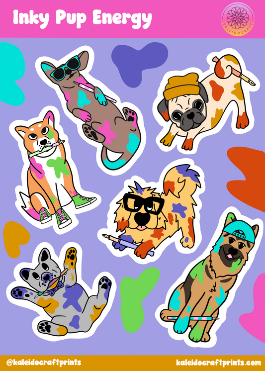 Sticker Sheet- Inky Dog Energy