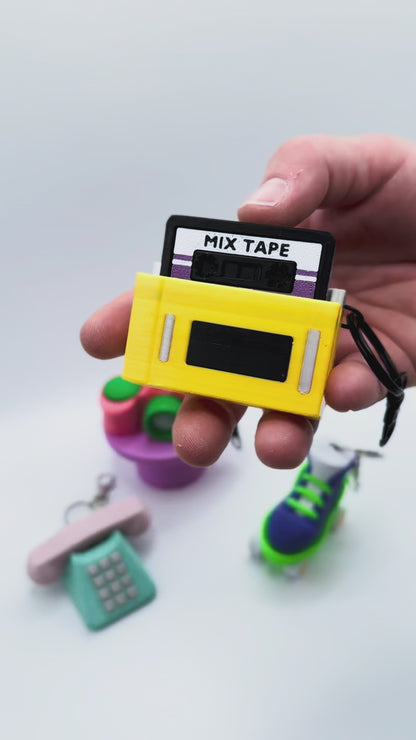 Mix Tape/ Cassette Player Clicker Keychain