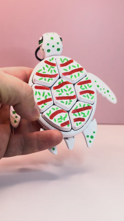 Turtle Christmas Tree Cake Multi-Clicker Keychain
