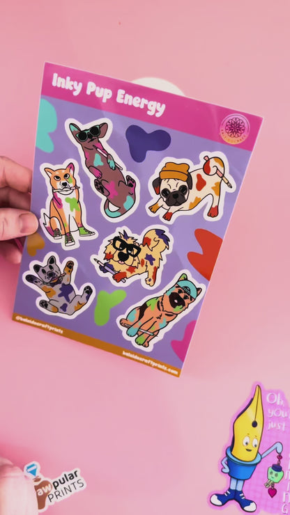 Sticker Sheet- Inky Dog Energy